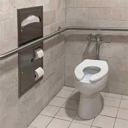 Accessible restroom toilet with wall dispenser and rolls showing bulk bath tissue 2 ply 96 count for high traffic