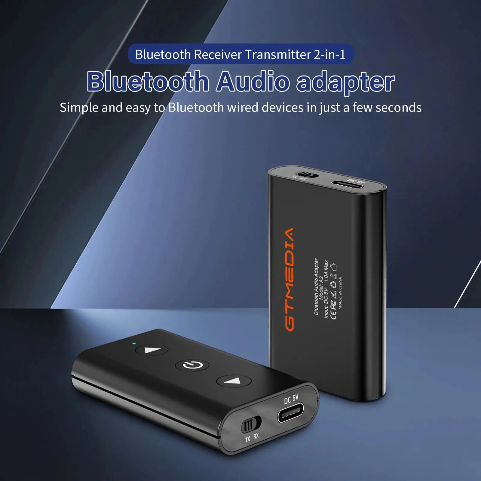 Shophouse Northwest portable wireless bluetooth audio adapter compact 2 in 1 transmitter receiver in black