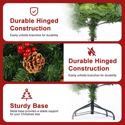 Shophouse Northwest 7ft artificial Christmas tree with durable hinged branches pine cone accents and sturdy metal base