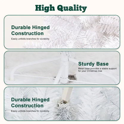 Shophouse Northwest 7ft white Artificial Christmas tree close up of hinged branches and sturdy metal base