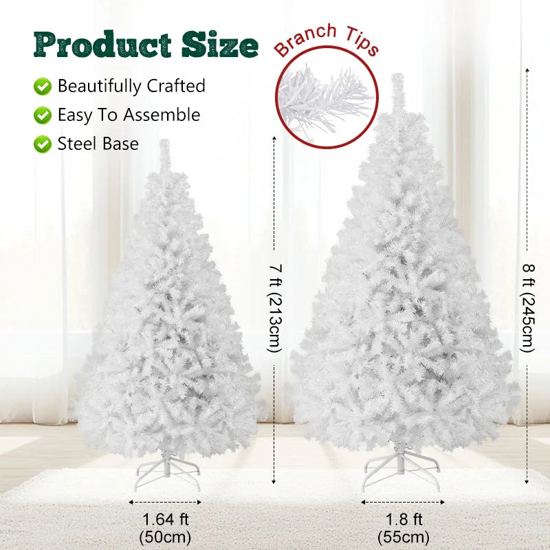 Shophouse Northwest 7ft white Artificial Christmas tree displayed with full branches and steel base