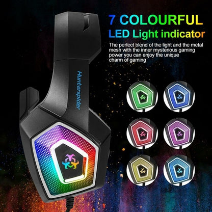 LED gaming headset with microphone featuring 7 colorful LED lights for immersive gaming experiences