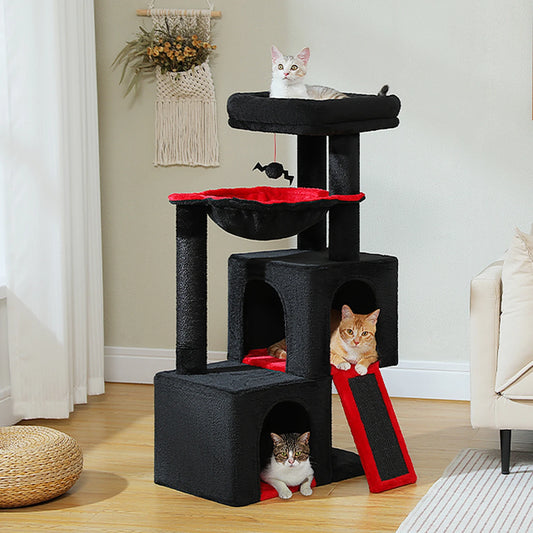 Large cat tree for indoor cats featuring multiple levels and cozy lounging areas for playful felines
