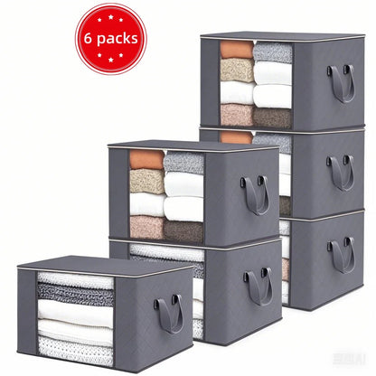 Set of 6 moisture-proof blanket storage containers for organized and protected blankets