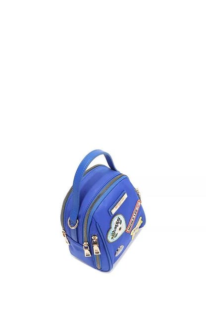 Nicole Lee color patch bag in vibrant blue with trendy patches and gold accents for stylish carrying
