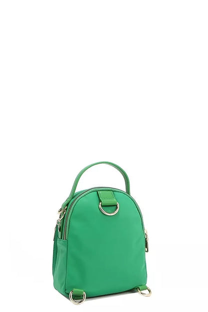 Nicole Lee color patch bag in vibrant green with stylish zipper and dual handles