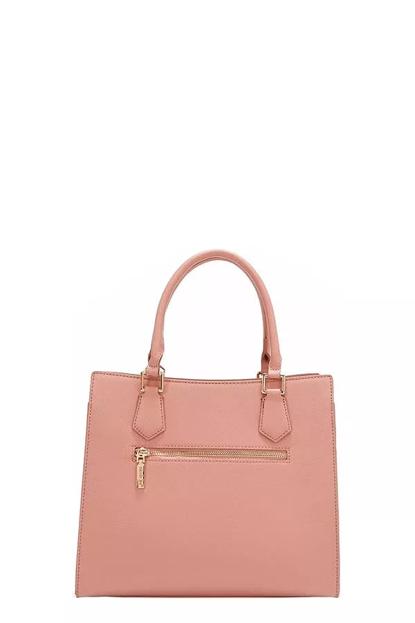 Nicole Lee structured tote bag in soft pink with a zip pocket for stylish organization