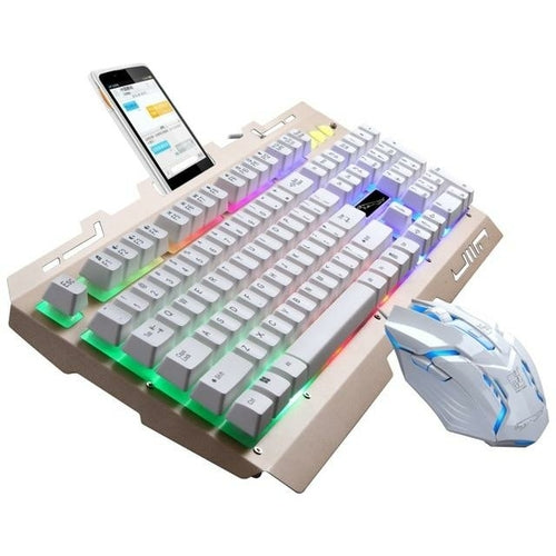 Ninja Dragons NX900 keyboard mouse set with RGB lighting and phone holder for gaming and productivity