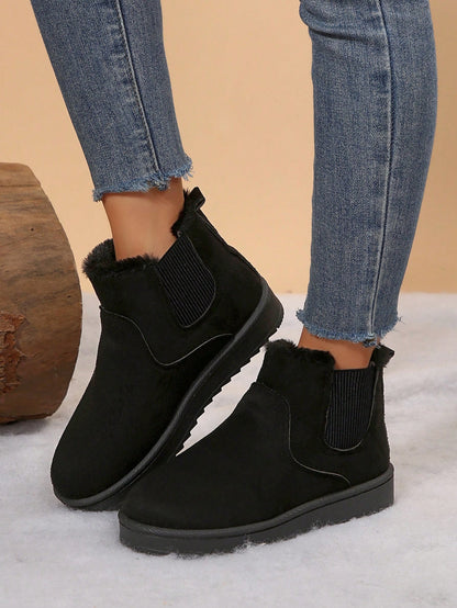 Jumpstudios-BTG black non slip indoor outdoor winter boots with fur lining for women