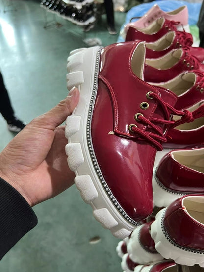 Shophouse Northwest platform oxford shoes for women in red with thick white sole for stylish comfort