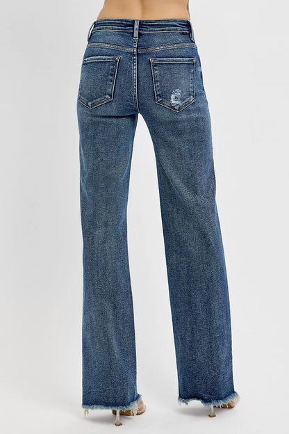 Trendsi plus size tummy control jeans in a relaxed fit with a stylish distressed back design