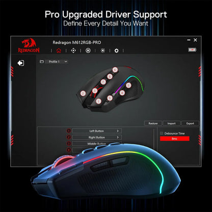 Shophouse Northwest RGB programmable gaming mouse with side buttons and software UI 8000 DPI optical gaming mouse