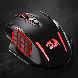 Shophouse Northwest gaming mouse Redragon 16000 DPI RGB optical mouse black ergonomic design with red LED side macro buttons