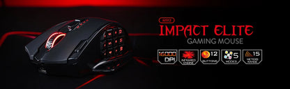 Shophouse Northwest Redragon 16000 DPI RGB optical mouse black ergonomic gaming mouse with side macro buttons and red lighting
