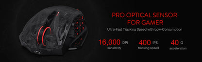 Shophouse Northwest Redragon 16000 DPI RGB optical mouse black translucent shell with red LED side buttons and scroll wheel