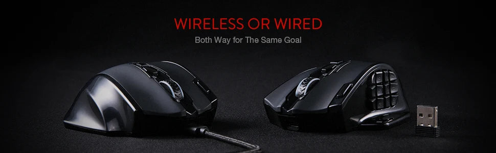Shophouse Northwest Redragon 16000 DPI RGB optical mouse showing wired and wireless variants with USB dongle