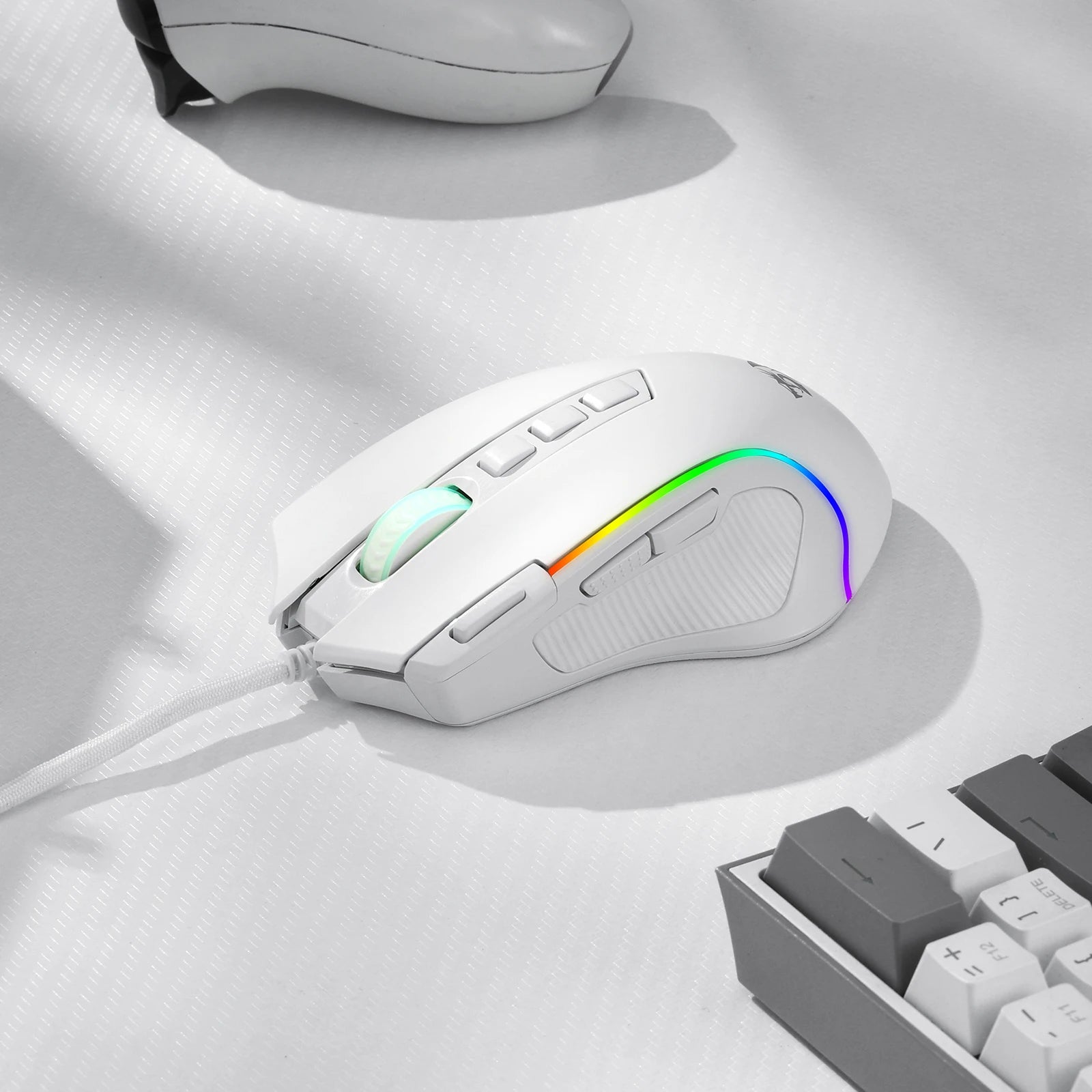 Shophouse Northwest Redragon M612 Predator gaming mouse white wired RGB lighting textured grip and side buttons
