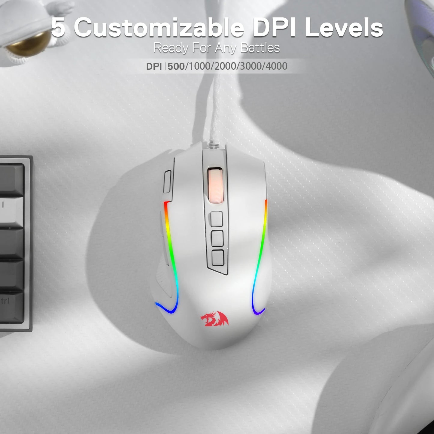 Shophouse Northwest Redragon M612 Predator gaming mouse white wired RGB lighting five DPI levels ergonomic design