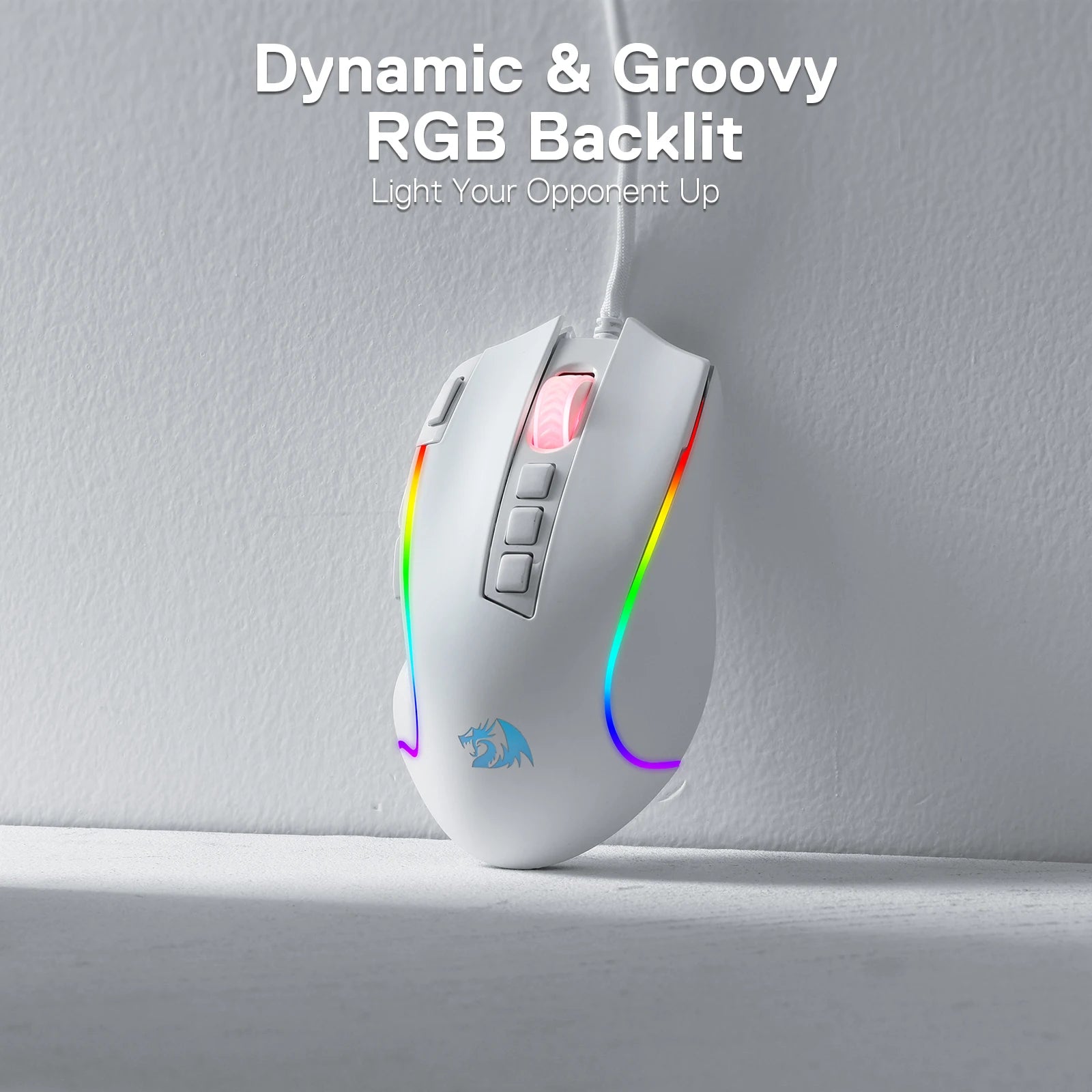 Shophouse Northwest Redragon M612 Predator gaming mouse white wired with RGB backlit lighting and extra buttons