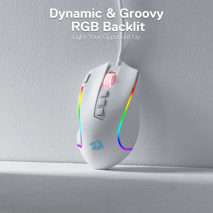 Shophouse Northwest Redragon M612 Predator gaming mouse white wired with RGB backlit lighting and extra buttons