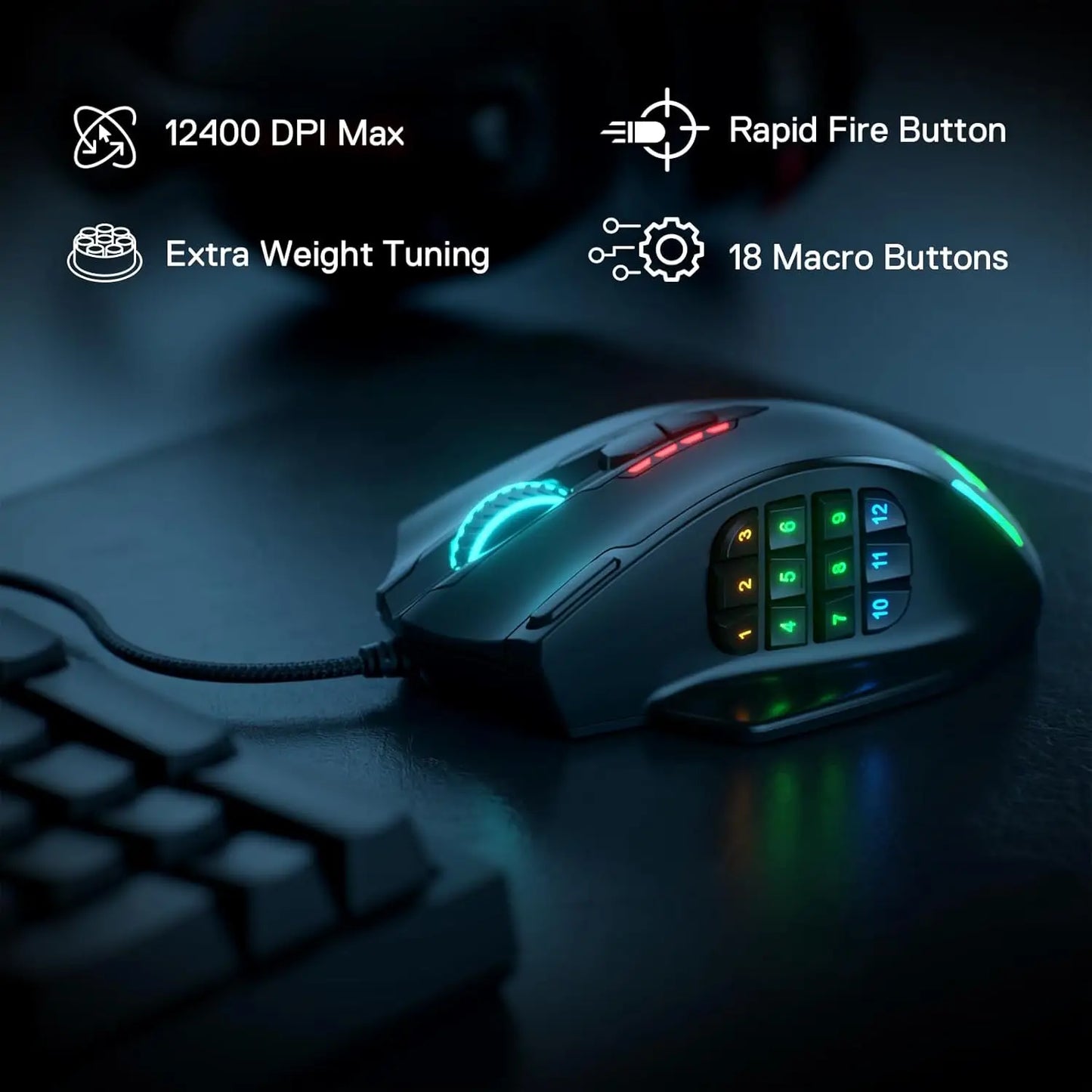 Shophouse Northwest Redragon M908 gaming mouse black wired RGB with 18 macro buttons and adjustable DPI