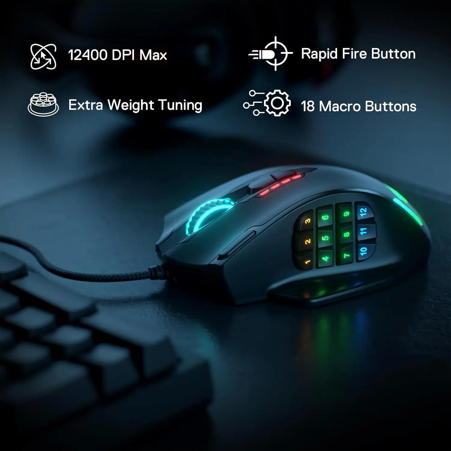 Shophouse Northwest Redragon M908 gaming mouse black wired RGB with 18 macro buttons and adjustable DPI
