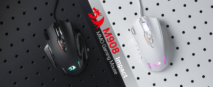 Shophouse Northwest Redragon M908 gaming mouse in black and white wired RGB ergonomic MMO mouse