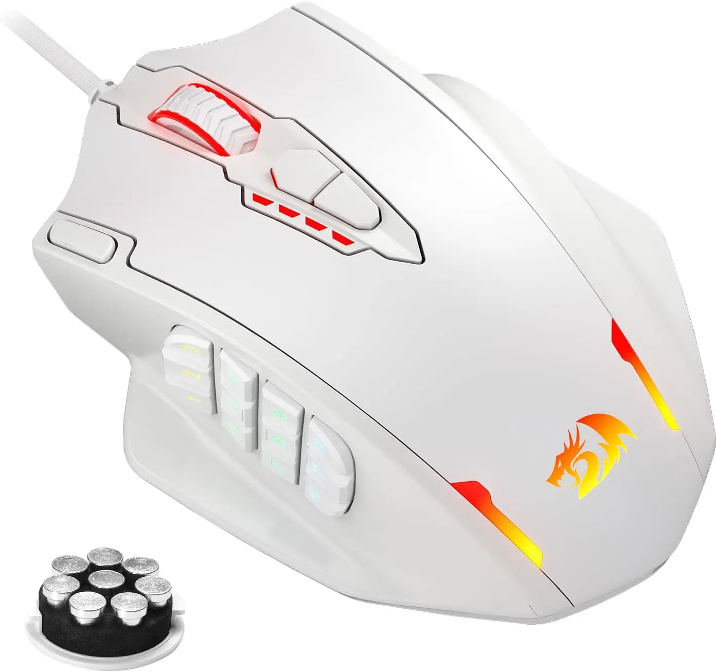 Shophouse Northwest Redragon M908 gaming mouse white ergonomic RGB programmable side buttons and adjustable weights