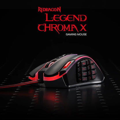 Shophouse Northwest Redragon M990 32000 DPI wired gaming mouse black with red lighting and 12 side macro buttons