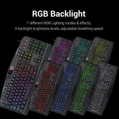 Shophouse Northwest Redragon S101 gaming keyboard mouse combo showing RGB backlight color modes