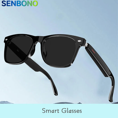 Shophouse Northwest black square sunglasses with thick temples smart anti-blue light fashion bluetooth glasses for calls and music