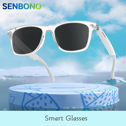 Shophouse Northwest white transparent frame sunglasses smart anti-blue light fashion bluetooth glasses with dark lenses