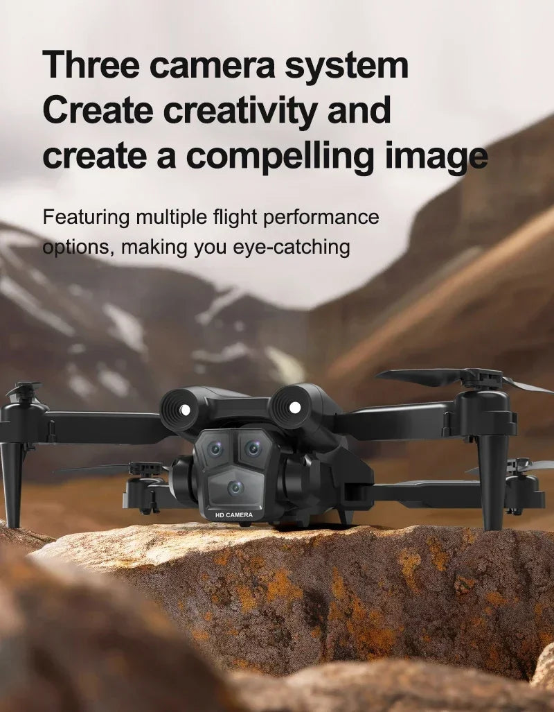 Shophouse Northwest M4 8K professional camera drone with three camera system shown on rocky terrain