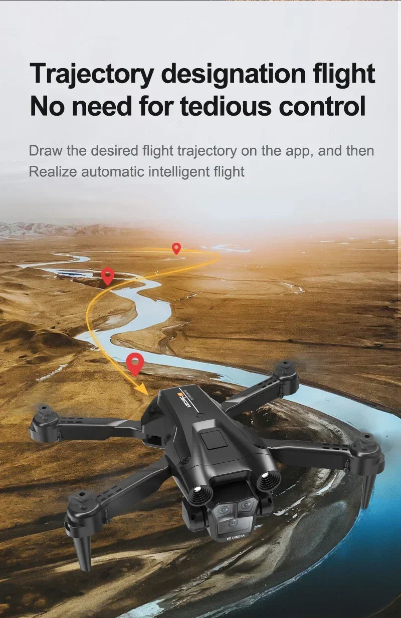 Shophouse Northwest M4 8K professional camera drone over winding river showing flight path pins and automatic trajectory control