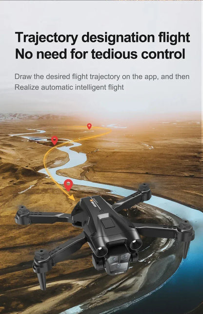 Shophouse Northwest M4 8K professional camera drone over winding river showing flight path pins and automatic trajectory control