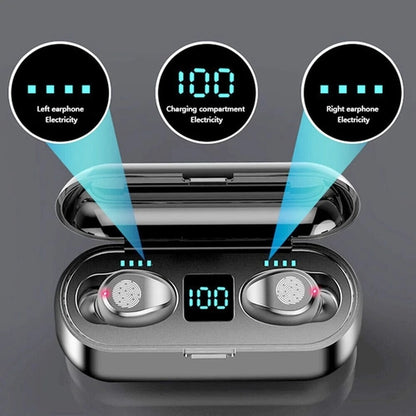 Smart touch Bluetooth earbuds in charging case with LED battery indicator for easy monitoring
