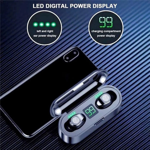 Smart touch Bluetooth earbuds with LED digital power display and charging case for easy usage