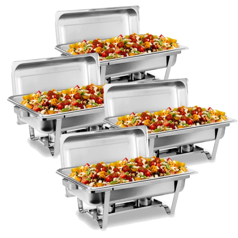 Stainless steel chafing dish buffet set with four warming trays for catering events and parties