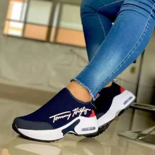 Tommy Hilfiger navy slip-on casual walking shoes for women with comfortable design