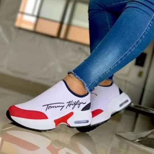 Tommy Hilfiger Casual Walking Shoes for Women with Red and Blue Accents for Everyday Comfort