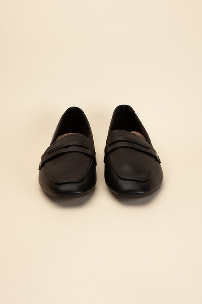 Shophouse Northwest Harriet-8 slip on penny flats shoes black leather classic loafer with low heel