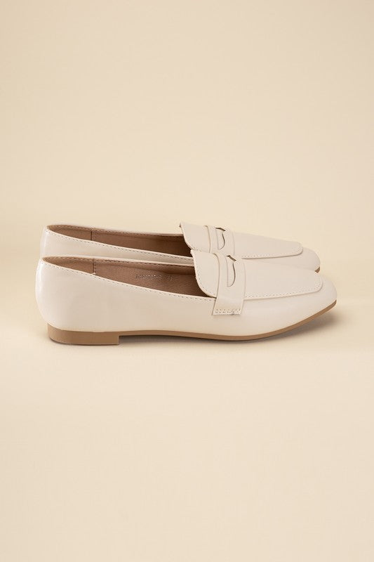 Shophouse Northwest Harriet-8 slip on penny flats shoes cream leather low heel classic loafer style