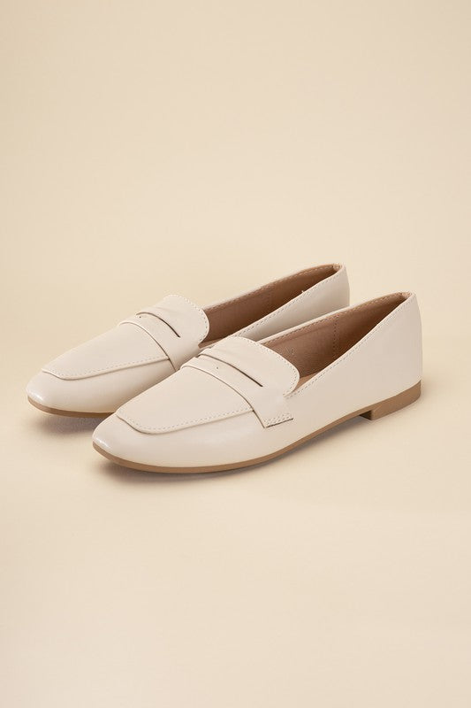 Shophouse Northwest Harriet-8 slip on penny flats shoes cream leather loafers low heel casual