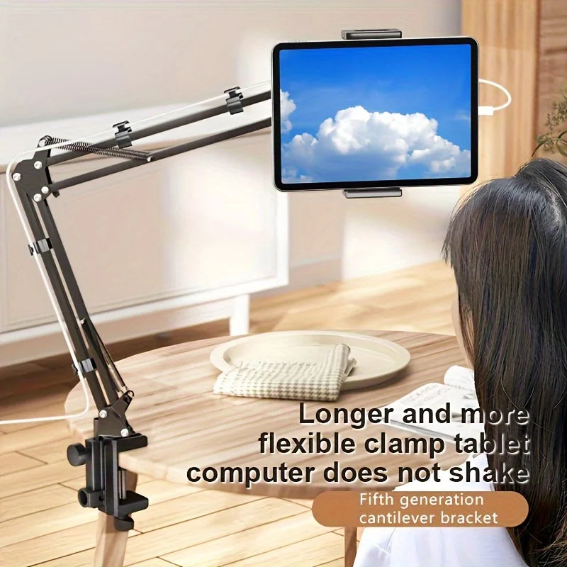 Shophouse Northwest adjustable tablet holder for bed clamp arm mounts tablet above bedside table for hands free viewing