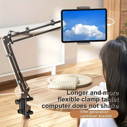 Shophouse Northwest adjustable tablet holder for bed clamp arm mounts tablet above bedside table for hands free viewing