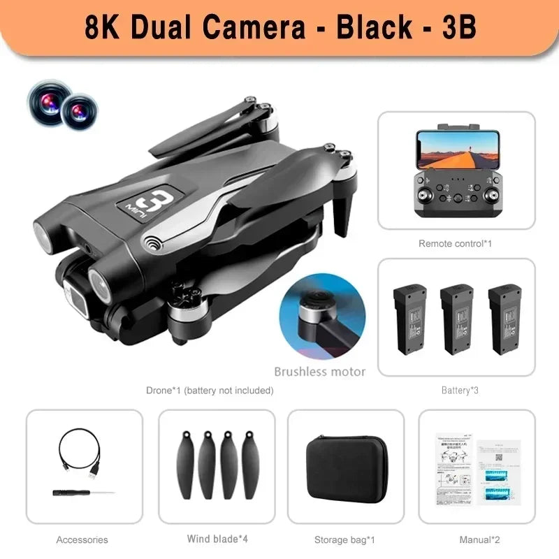 Shophouse Northwest Z908 Pro Max GPS drone 8K Dual Camera folded black drone with remote batteries and accessories