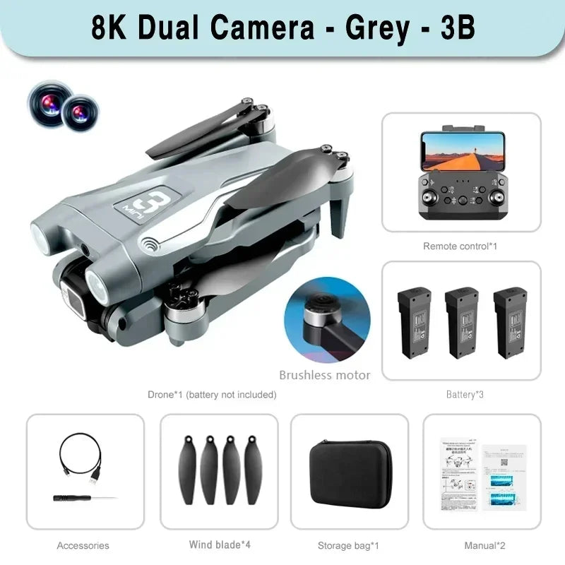 Shophouse Northwest Z908 Pro Max GPS drone 8K Dual Camera foldable grey drone kit with remote batteries propellers and carry case