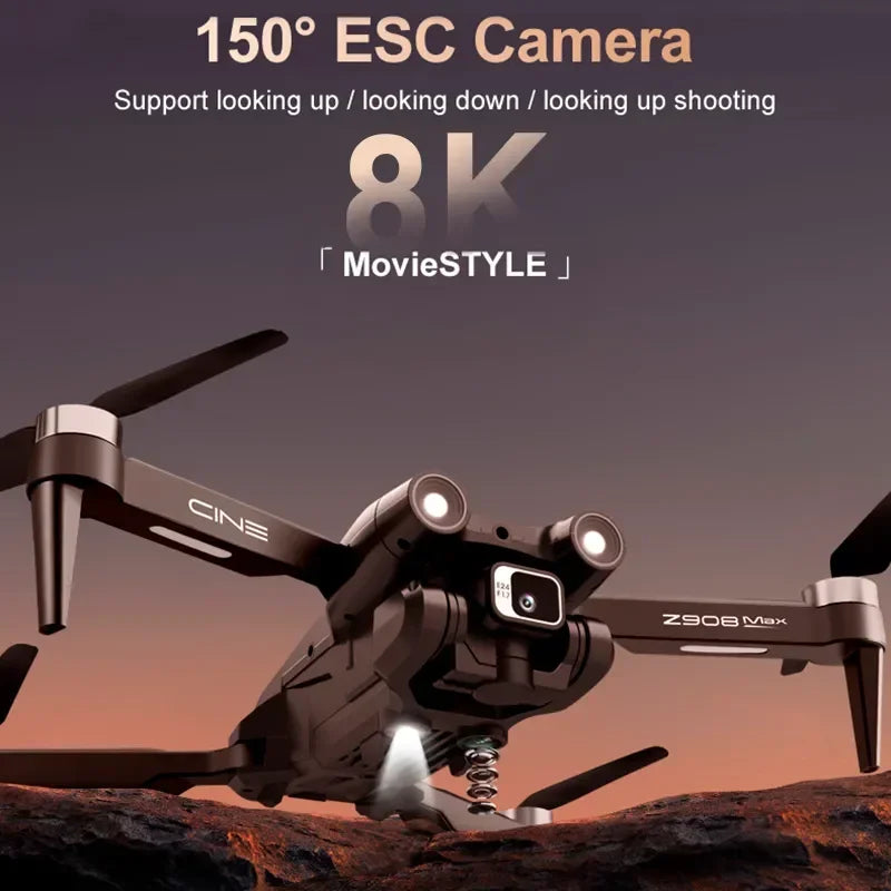Shophouse Northwest Z908 Pro Max GPS drone 8K Dual Camera in flight with dual front lenses and folding arms