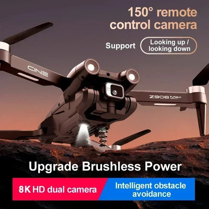 Shophouse Northwest Z908 Pro Max GPS drone 8K Dual Camera in flight showing dual lenses and obstacle sensors