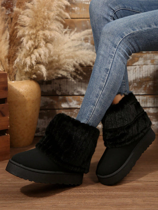 Jumpstudios-BTG winter warm boots for women in black with faux fur and a comfortable sole